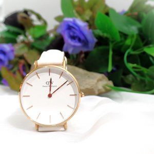 Petite Bondi - Daniel Wellington Watch white and gold leather band women